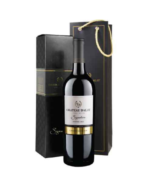 Hộp giấy 1 chai vang Chateau Dalat Signature
